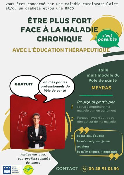 BIENTÔT : Nouveau cycle d'ateliers à destination des patients atteints de pathologies chroniques